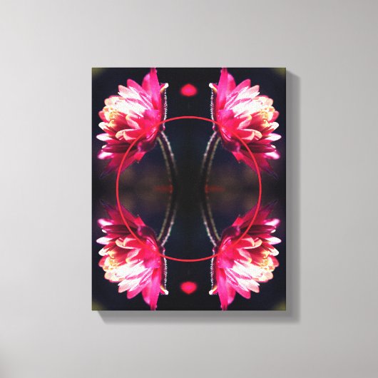 赤い花を太陽光フレームで オリジナル写真から作成 キャンバスプリント (正面)
