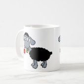 赤い花を持つかわいい子羊二匹 黒羊 コーヒーマグカップ (正面左)