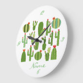 赤い花を持つサボテンの植物の盛り合わせThunder_Cove ラージ壁時計 (傾斜)