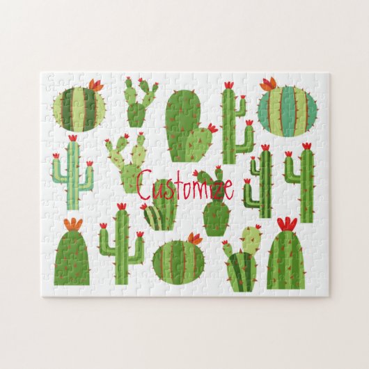 赤い花を持つサボテンの組み合わせ ジグソーパズル (横)
