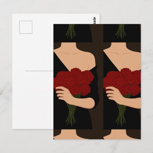 赤い花を持つ人 ポストカード (正面/裏面)