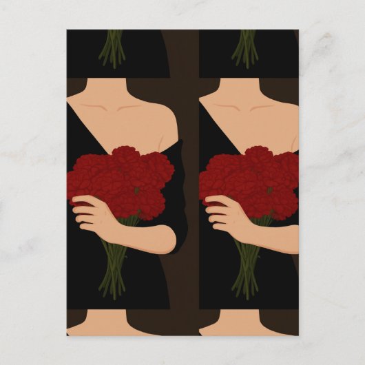 赤い花を持つ人 ポストカード (正面)