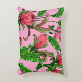 赤い花を持つ美し葉い熱帯緑の | アクセントクッション (正面(垂直))