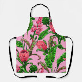 赤い花を持つ美し葉い熱帯緑の | エプロン (正面)