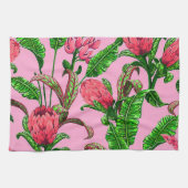 赤い花を持つ美し葉い熱帯緑の | キッチンタオル (横)