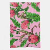 赤い花を持つ美し葉い熱帯緑の | キッチンタオル (縦)