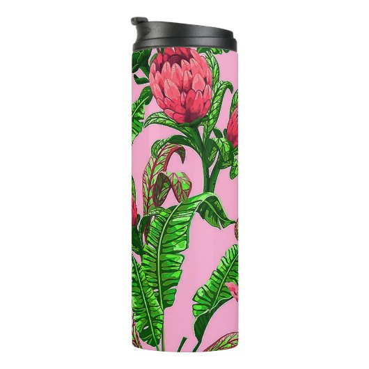 赤い花を持つ美し葉い熱帯緑の | タンブラー (回転右)