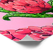 赤い花を持つ美し葉い熱帯緑の | ポスター (角)