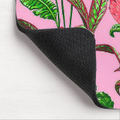 赤い花を持つ美し葉い熱帯緑の | マウスパッド (コーナー)