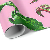 赤い花を持つ美し葉い熱帯緑の | ラッピングペーパー (ロールコーナー)