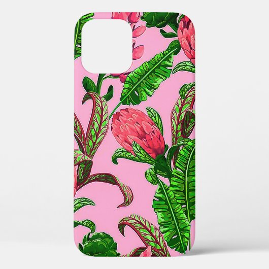 赤い花を持つ美し葉い熱帯緑の | Case-Mate iPhoneケース (裏面)
