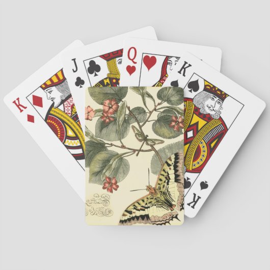 赤い花を持つ蝶とトンボ トランプ (裏面)