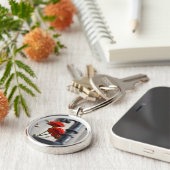 赤い花を鍛造した鉄ニューヨーク市写真 キーホルダー (側面)