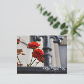 赤い花を鍛造した鉄ニューヨーク市写真 ポストカード (スタンド正面)