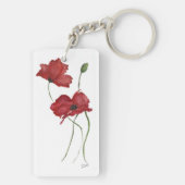 赤い花アクリルキーチェーン（両面） キーホルダー (裏面)