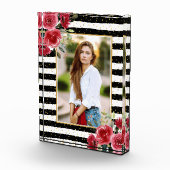 赤い花オン白黒ストライプフォトブロック フォトブロック (右)