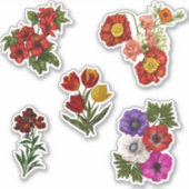 赤い花カスタム付きビニール シール (正面)