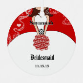 赤い花ガウン花嫁クリスマスオーナメント メタルオーナメント (正面)