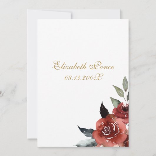 赤い花キンセアニェラ 招待状 (裏面)