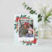 赤い花クリスマス松の針のメッセーおもしろいジ ポストカード (スタンド正面)