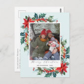 赤い花クリスマス松の針のメッセーおもしろいジ ポストカード (正面/裏面)