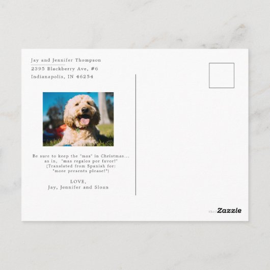 赤い花クリスマス松の針のメッセーおもしろいジ ポストカード (裏面)