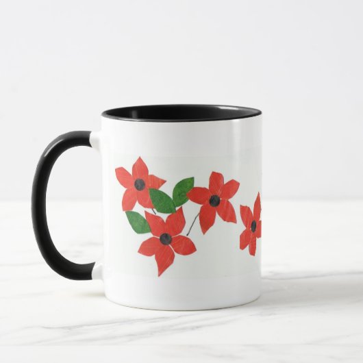 赤い花コーヒーマグ – フラワーパワー マグカップ (左)