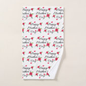 赤い花ハートハッピーマザーズ日風呂タオルセット バスタオルセット (ハンドタオル)