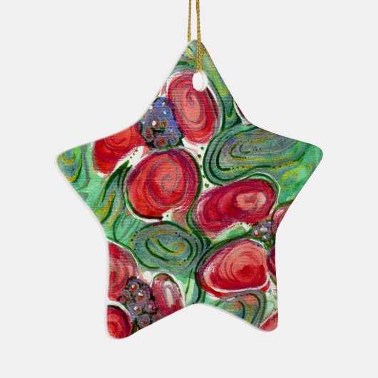 赤い花ファンタジー セラミックオーナメント (右)