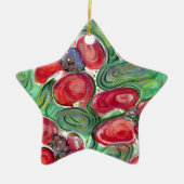 赤い花ファンタジー セラミックオーナメント (正面)