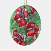 赤い花ファンタジー セラミックオーナメント (右)