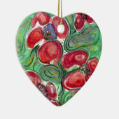 赤い花ファンタジー セラミックオーナメント (右)