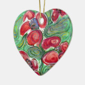 赤い花ファンタジー セラミックオーナメント (左)