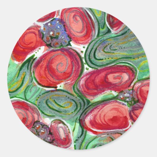 赤い花ファンタジー ラウンドシール (正面)