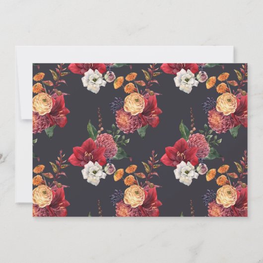 赤い花ホットエアバルーン赤ちゃんシャワーブランチ 招待状 (裏面)