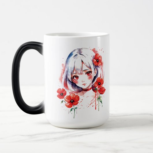 赤い花マグカップ モーフィングマグカップ (左)