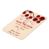 赤い花メイソンJars日付磁石を保存 マグネット (左側)