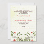 赤い花ヴィンテージアールヌーボーウェディング招待 招待状 (正面)