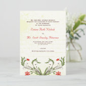 赤い花ヴィンテージアールヌーボーウェディング招待 招待状 (スタンド正面)