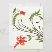 赤い花ヴィンテージアールヌーボーウェディング招待 招待状 (裏面)