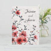 赤い花ヴィンテージウェディング 招待状 (スタンド正面)