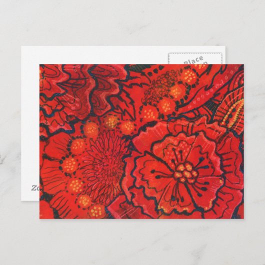 赤い花予測できな花抽象芸術フローラ ポストカード (正面/裏面)