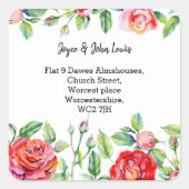 赤い花住所 シールの変化 スクエアシール (正面)