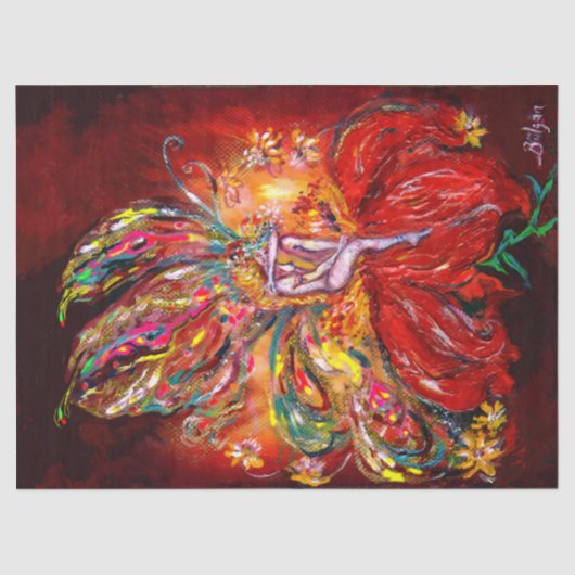 赤い花妖精ファンタジー 薄葉紙 (正面)