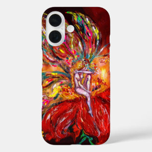 赤い花妖精ファンタジー iPhone 16ケース
