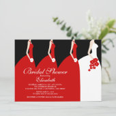 赤い花嫁の新婦付添人のブライダルシャワーの招待状 招待状 (スタンド正面)