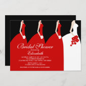 赤い花嫁の新婦付添人のブライダルシャワーの招待状 招待状 (正面/裏面)