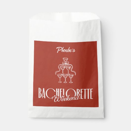 赤い花嫁の最後の週末 ワイングラス落書き フェイバーバッグ (正面)