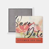 赤い花日付磁石を保存 マグネット (正面/裏面)