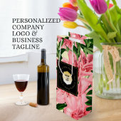 赤い花柄にロゴと会社名を入れて ワインギフトバッグ